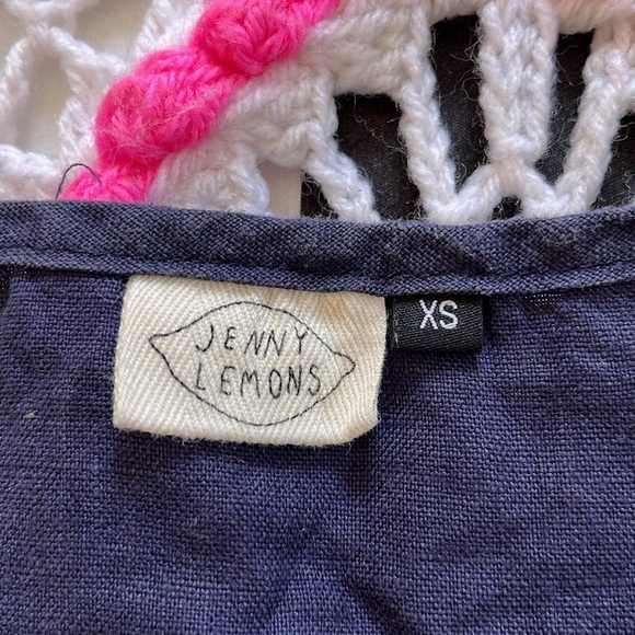 Cute Jenny lemons Linen print crop sleeveless top size XS - Picture 2 of 6